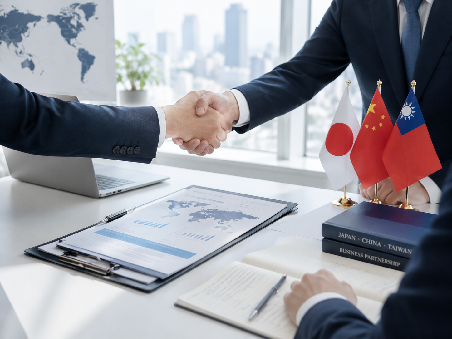 日本・中国・台湾のビジネス握手